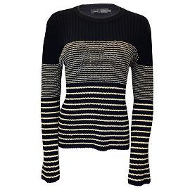Proenza Schouler Schwarz / Elfenbeinfarbener Bouclé-Mini-Streifenpullover Schwarz