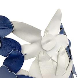 Marni-Marni Azul / Falda de cuero con print de flores blanca-Azul marino