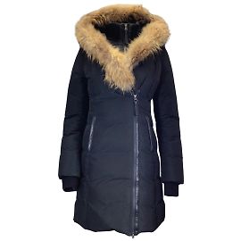 Mackage Schwarz / Hellbrauner Daunenmantel mit Waschbärpelzbesatz Schwarz