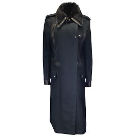 Belstaff Azul Marinho / Casaco de lona preto com acabamento em couro e shearling Azul