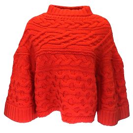 Roter Wollpullover mit horizontalem Zopfmuster von Sacai Rot