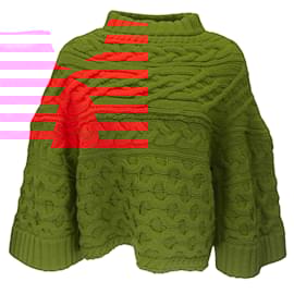 Sacai-Sacai Red Horizontal Cable Knit Wool Sweater-Red