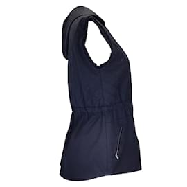 Autre Marque-Rani Arabella Navy Blue Hooded Full Zip Wool Vest-Blue