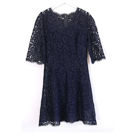 Dolce & Gabbana-Dolce & Gabbana Navy Lace Short Dress-Navy blue