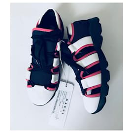 Marni-Cutout Trainers-Pink,White,Navy blue