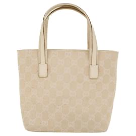 Gucci-GUCCI GG Canvas Hand Bag Canvas Beige Auth 45852-Brown