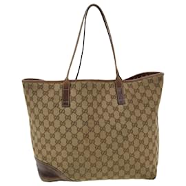 Gucci-GUCCI GG Canvas Tote Bag Beige 169945 Auth th3742-Brown