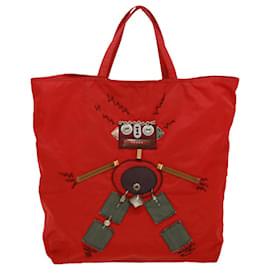 Prada-PRADA robot Hand Bag Nylon Red Auth ar7943-Red