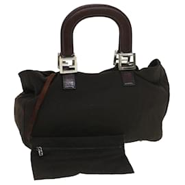 Fendi-FENDI Hand Bag Nylon Brown Auth rd4558-Brown