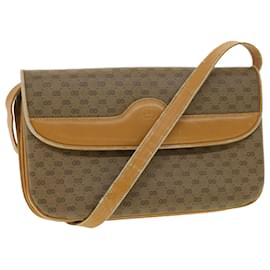 Gucci-GUCCI Micro GG Canvas Shoulder Bag Beige Auth ar8365-Brown