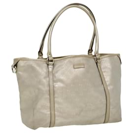 Gucci-GUCCI GG Canvas Tote Bag Silver Auth cl184-Metallic