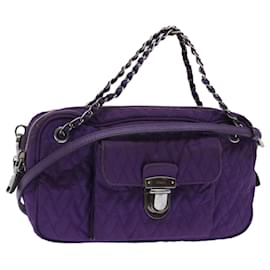 Prada-PRADA Quilted Chain Shoulder Bag Nylon Purple Auth ep1348-Purple