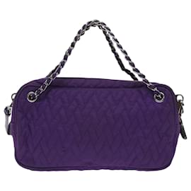 Prada-PRADA Bolso de hombro acolchado con cadena Nylon Púrpura Auth ep1348-Púrpura