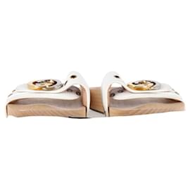 Gucci-Gucci Shiner Interlocking G Slides in pelle bianca-Bianco