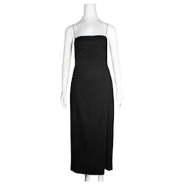 Autre Marque-Raey Black Long Leopard Print Dress-Black