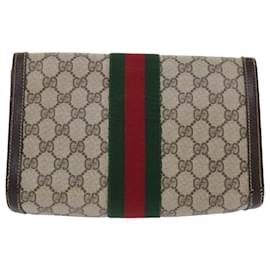 Autêntica bolsa de ombro GUCCI 114915 bege lona couro marrom