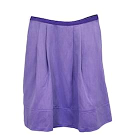 Louis Vuitton-Louis Vuitton Pleated Knee-Length Skirt in Purple Linen-Purple