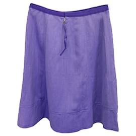 Louis Vuitton-Jupe mi-longue plissée Louis Vuitton en lin violet-Violet