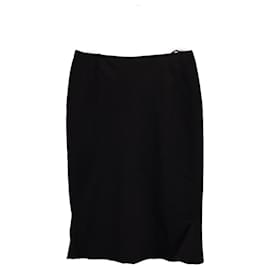 Alaïa-Alaia Knee-Length Skirt in Black Wool-Black