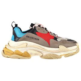 Balenciaga-Balenciaga Triple S Sneakers aus taupefarbenem, mehrfarbigem Polyester-Mehrfarben