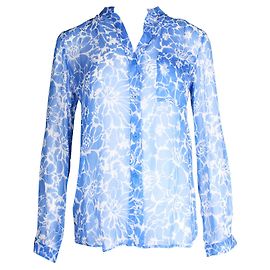 Diane Von Furstenberg Gilmore Fiordaliso e camicia di seta bianca a maniche lunghe Blu