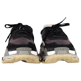 Balenciaga-Tênis Balenciaga Triple S em camurça preta e cor de vinho-Vermelho,Bordeaux