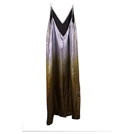Dries Van Noten-Dries Van Noten Metallic Sleeveless Maxi Dress in Gold Polyester-Golden,Metallic