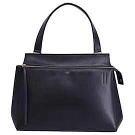 Céline-Celine Medium Edge Bag in Black Calfskin Leather-Black