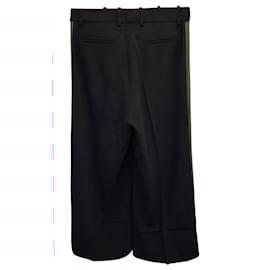 Gucci-Gucci Wide-Leg Pants with Web Stripe in Black Viscose-Black