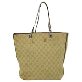 Gucci-GUCCI GG Canvas Tote Bag Beige Auth ki2268-Brown