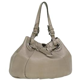 Fendi-FENDI Celeria Tote Bag Leather Silver Auth ar8876-Metallic