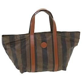 Fendi-FENDI Pecan Canvas Hand Bag Nylon Black Brown Auth ti988-Black