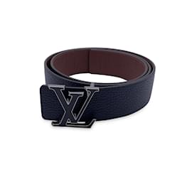 Louis Vuitton-Reversible Blue Brown LV Tilt Buckle Belt Size 100/40-Blue