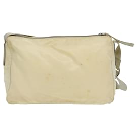 Prada-PRADA Shoulder Bag Nylon Cream Auth 34363-White