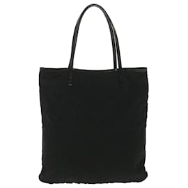 Fendi-FENDI Zucca Canvas Tote Bag Black Brown Auth ar9031-Black