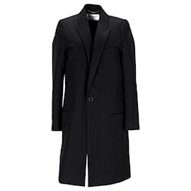 Saint Laurent-Saint Laurent Single Breasted Mid-Length Coat in Black Wool-Black