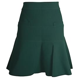 Céline-Green Fit and Flare Mini Skirt-Green
