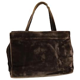Prada-PRADA Hand Bag Velor Brown Auth bs5451-Brown