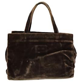 Prada-PRADA Hand Bag Velor Brown Auth bs5451-Brown