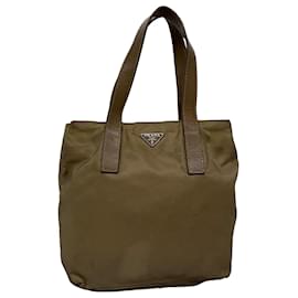 Prada-PRADA Hand Bag Nylon Beige Auth ac1161-Brown