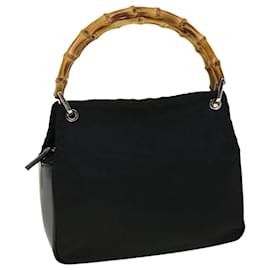 Gucci-GUCCI Bamboo Hand Bag Nylon Black 000 1014 0575 Auth bs5214-Black