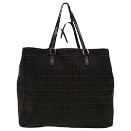 Fendi-FENDI Zucchino Sac cabas en toile Noir 32028BH019028 Chemin d'authentification5035-Noir