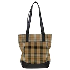 Burberry-BURBERRY Shoulder Bag PVC Leather Beige Brown Auth 44154-Brown