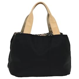 Burberry-BURBERRY Nova Check Hand Bag Nylon Black Auth bs6364-Black