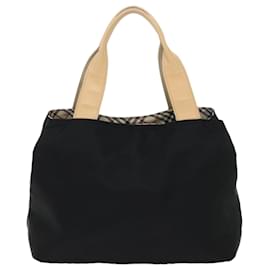 Burberry-BURBERRY Nova Check Hand Bag Nylon Black Auth bs6364-Black