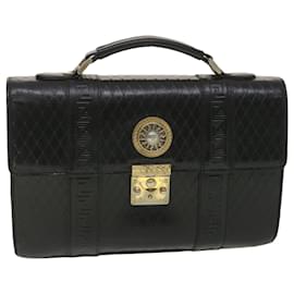 Versus Versace-Gianni Versace Hand Bag Leather Black Auth bs4533-Black