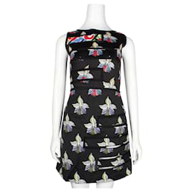 Fendi-Robe coupe slim noire à imprimé floral avec empiècements en maille-Autre