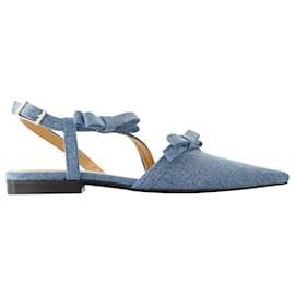 Ganni-Multi Bow Ballerinas - Ganni - Cotton - Blue Denim-Blue