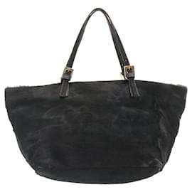 Fendi-FENDI Hand Bag Unborn Calf SkinLeather Black Auth ar6571-Black