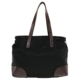 Prada-PRADA Tote Bag Nylon Black Auth bs5846-Black